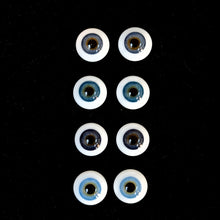German Jupiter flat back glass eyes for dolls - large iris & slight corneal bulge (4 colours)