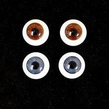 German Neptune flat back glass eyes for dolls  - large iris (3 colours,14mm to 22mm)