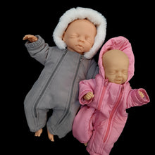 Unisex Dolls Snowsuit in Grey with fur lined hood ( 3 doll sizes for 12 to 17 inches / 33 to 46cm)