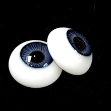 German Neptune flat back glass eyes for dolls  - large iris (3 colours,14mm to 22mm)