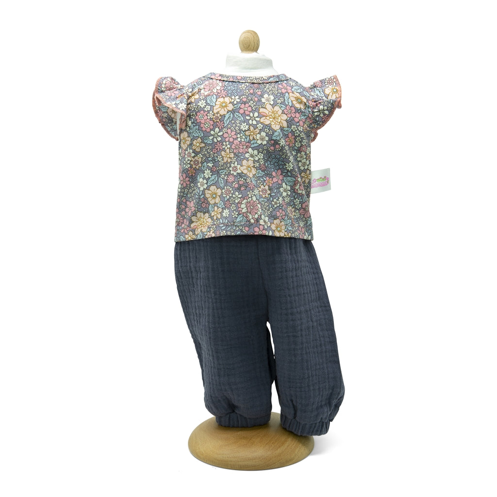 475 Ditsy print blouse with muslin long bloomers (doll size 12 to 13 inches / 32 to 35cm)