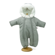 Unisex Dolls Snowsuit in Grey with fur lined hood ( 3 doll sizes for 12 to 17 inches / 33 to 46cm)