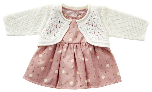 522 Dress with cardigan ( 3 doll sizes for 12 to 20 inches / 30 to 50cm)