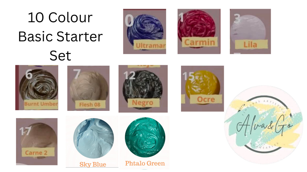 PREORDER Alva & Go 10 Colour Basics Starter Set Heat Set Paint