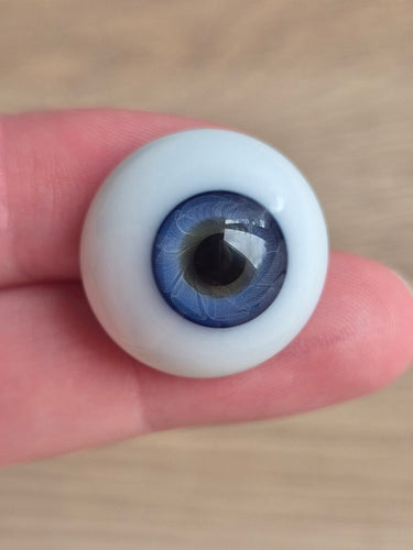 German Venus flat back glass eyes for dolls  - standard iris with corneal bulge and subtle limbus ring (baby blue only)
