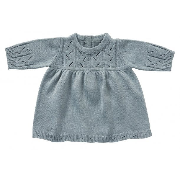 533 Delicate blue knit dolls dress ( 3 doll sizes for 13 to 20 inches / 30 to 50cm)