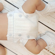 875505 5 Piece Openwork "Vintage" style Knit set with nappy cover Blue - Silicone Velvet Matting Powder