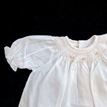 3427 WHITE Scalloped Hem Smocked Bishop Dress for Dolls 14 to 19inch (scalloped and embroidered hem.)
