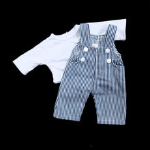 343 Dungarees / overall with long sleeve T shirt ( 3 doll sizes for 13 to 18 inches / 33 to 46cm)