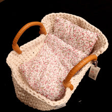 Hand made soft bed / carrier in two sizes for dolls size 6inch to 13inch(with bedding)