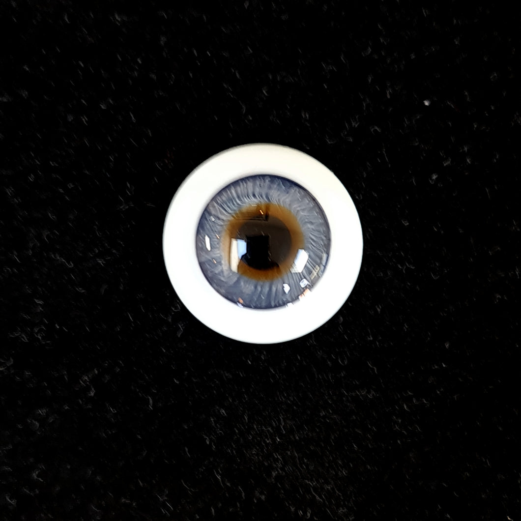 German Saturn flat back glass eyes for dolls  - large iris & dark limbus ring (blue only)
