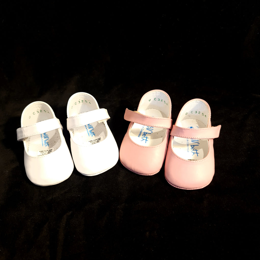 254 Will Beth soft leather pram shoes - velcro mary janes