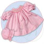 2115 Pink gingham smocked dolls dress set with bonnet and bloomers - Silicone Velvet Matting Powder