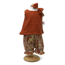 471 coral red 3 piece set with ditsy print long bloomers ( 4 doll sizes for 11 to 18 inches / 29 to 46cm)