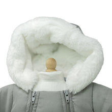 Unisex Dolls Snowsuit in Grey with fur lined hood ( 3 doll sizes for 12 to 17 inches / 33 to 46cm)