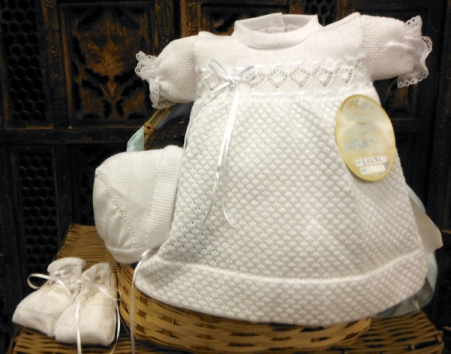 Will beth white knit dress newborn and preemie with bonnet and knit shoes - Silicone Velvet Matting Powder