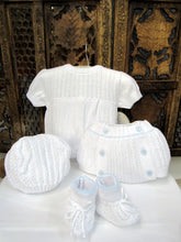 875505 5 Piece Openwork "Vintage" style Knit set with nappy cover Blue - Silicone Velvet Matting Powder